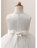 Ivory Lace Sparkly Tulle Flower Girl Dress With Crystal Pin